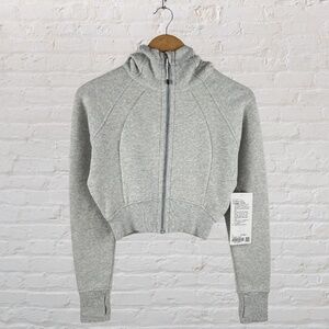 NWT Lululemon Scuba Full-Zip Cropped Hoodie In Heathered Grey